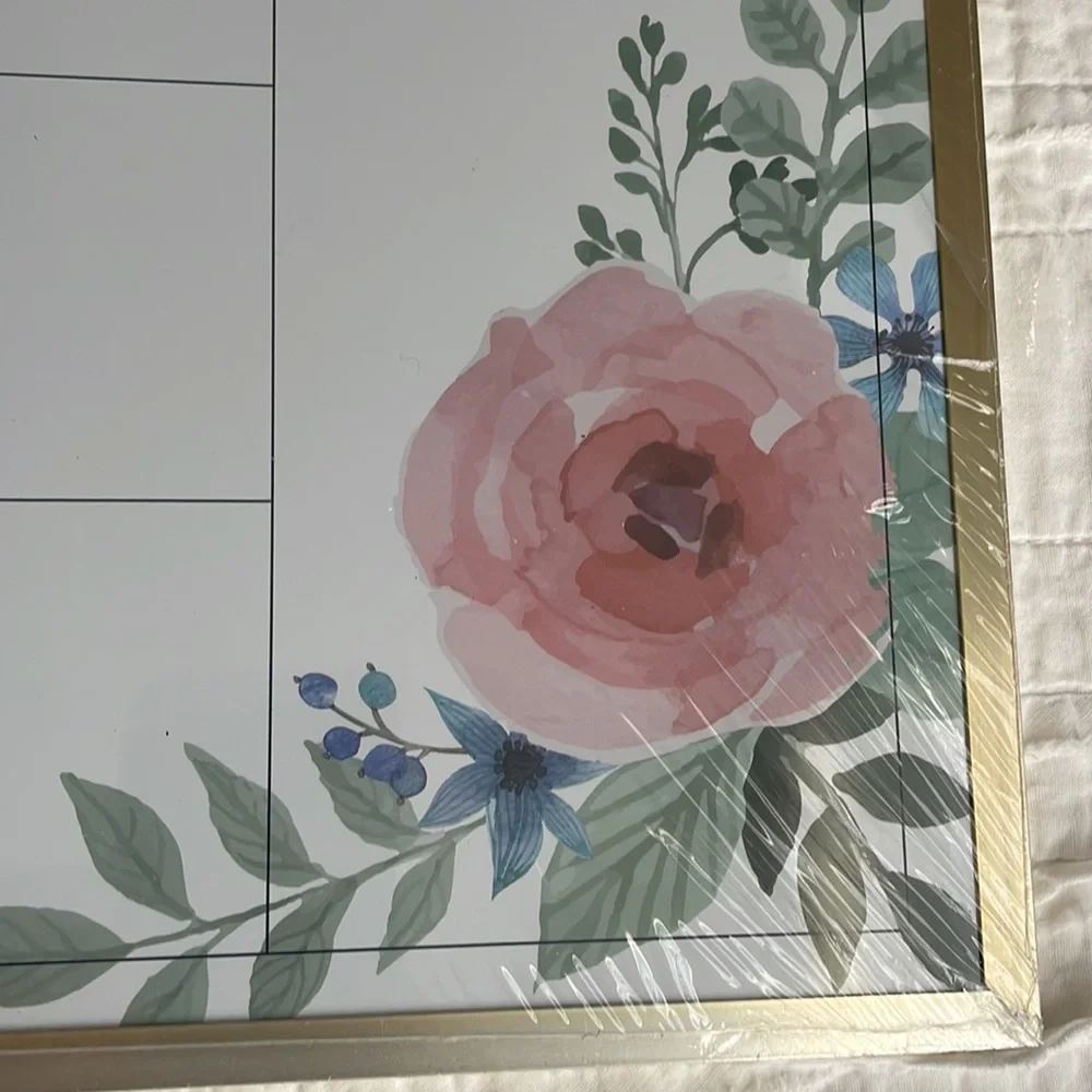 Magnetic Dry Erase Calendar Board - Gold Frame